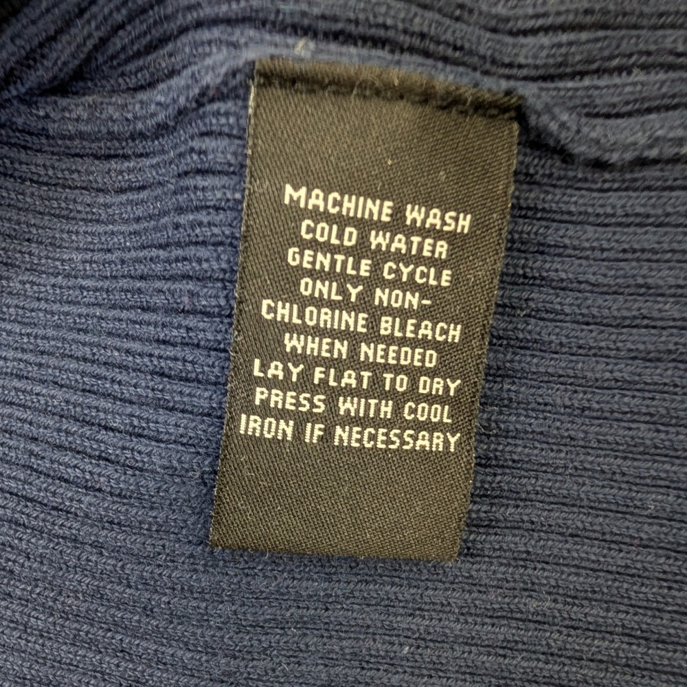 Polo Jeans Co Ralph Lauren Blue Rib Knit Sweater XL RL Flag Logo Made in Japan - Picture 5 of 12